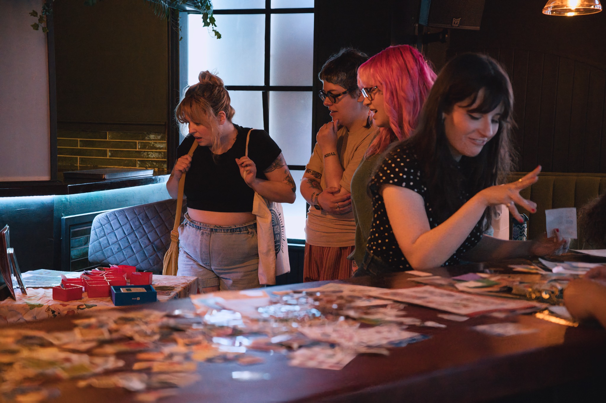Workshop participant using stickers and paper