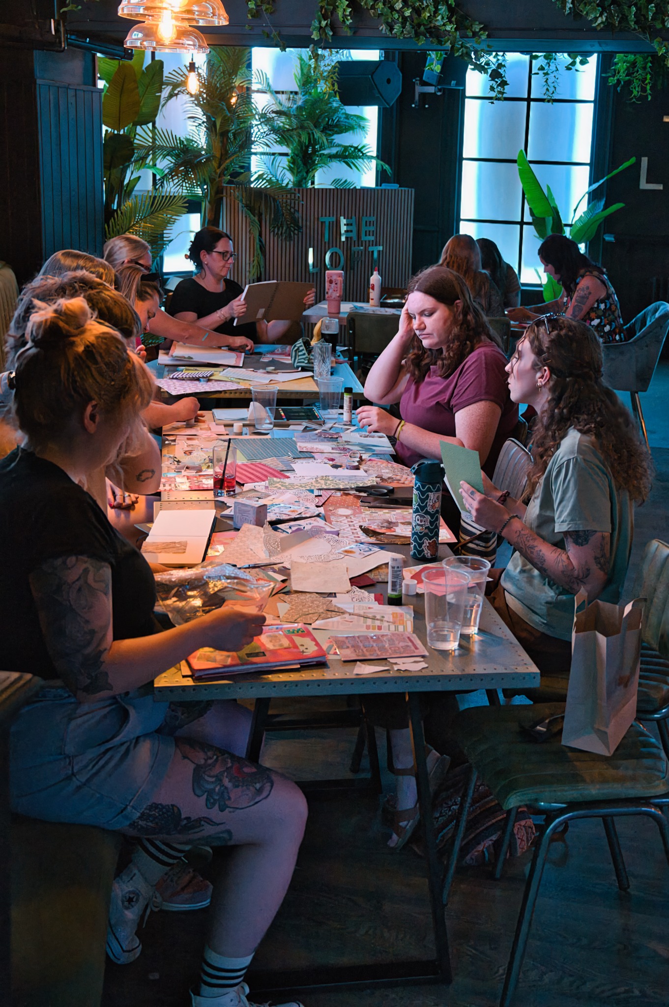 People enjoying a relaxed creative workshop